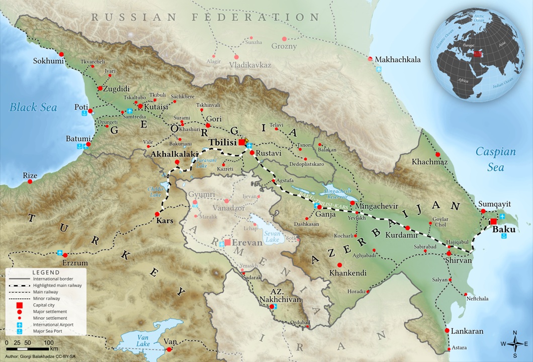 Kars Baku Tbilisi Railway Map